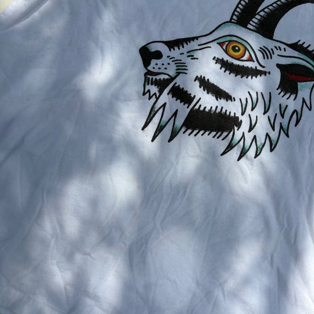 Filson Mens White Graphic T-Shirt XXL Goat Tattoo Art Made in USA Cotton Tee - Picture 2 of 8